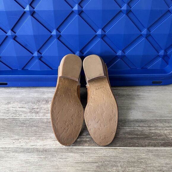 Frye & Co Caden Ankle Booties Size 7.5 Suede Cognac Glitter Heel - Picture 7 of 9